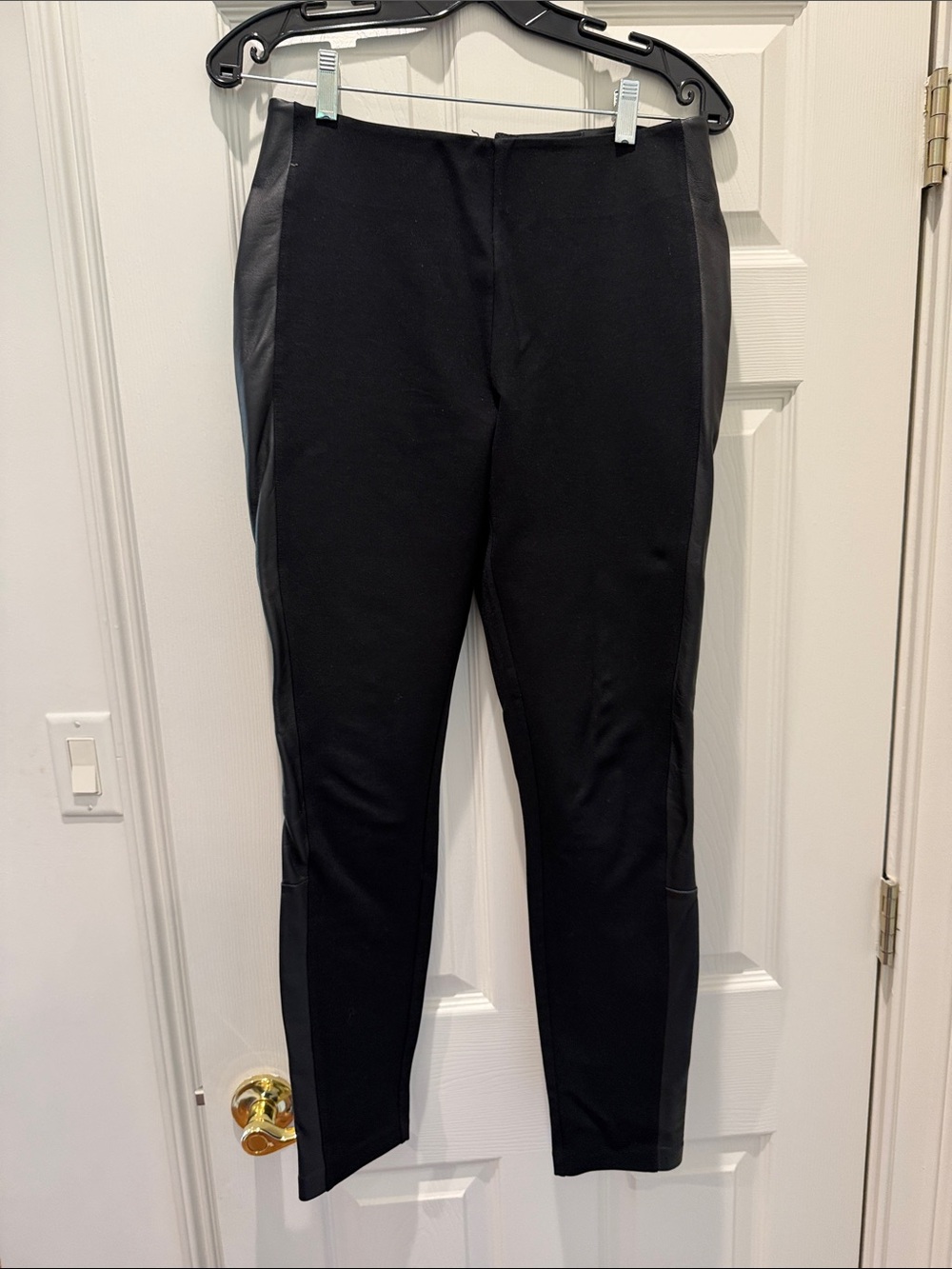 J. Crew Women’s Black Slim Side-leather Panel Pants